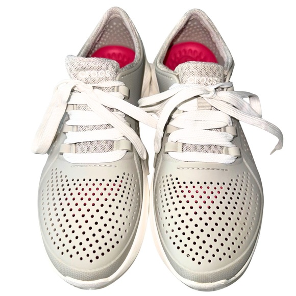 CROCS Shoes - CROCS Women's LiteRide Gray and Pink Pacer Sneakers